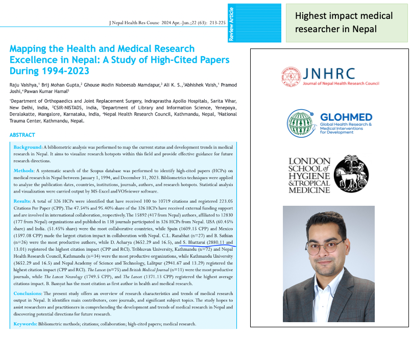 GlohMed Investigator Named as a Top Health Researcher in Nepal